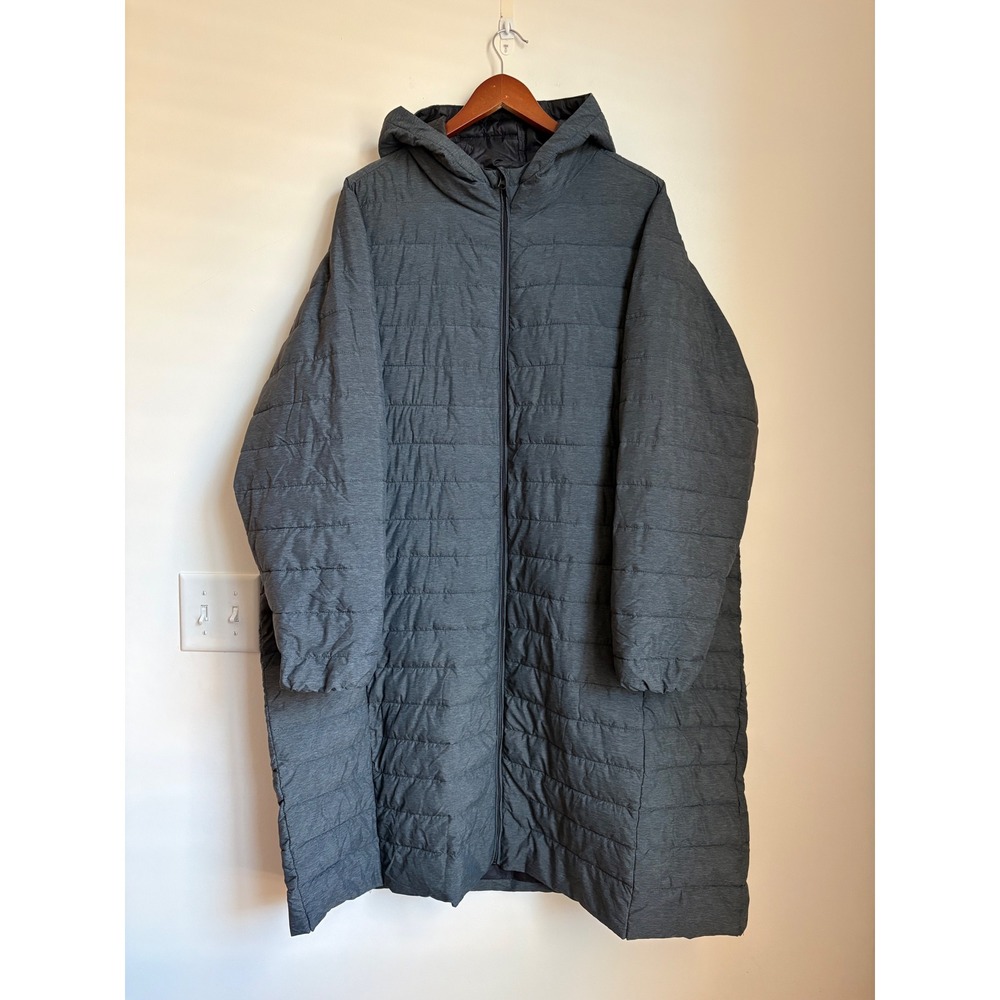 Torrid Womens Plus Size 4 Charcoal Grey Heather Longline Hooded Puffer Coat Zip